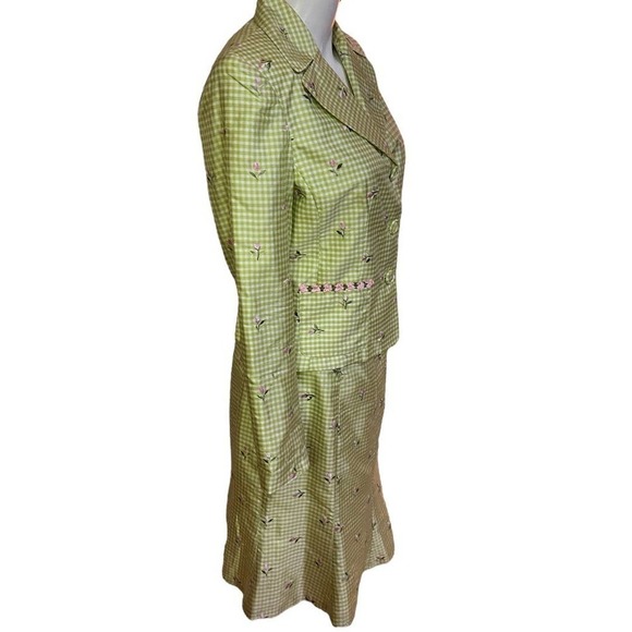 ABR New York Green Plaid 100% Silk Two Piece Suit - Picture 4 of 8